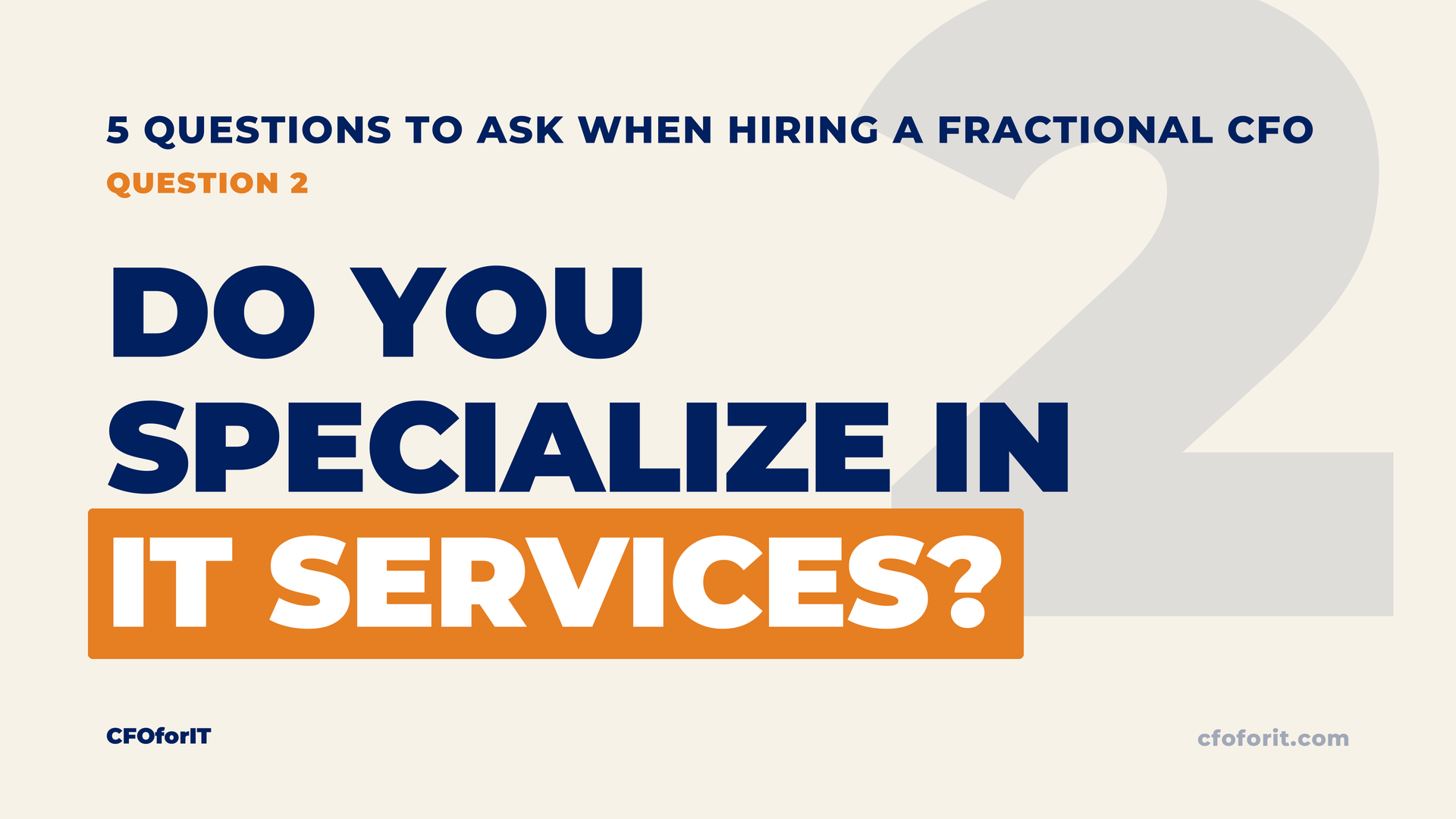 Do You Specialize in IT Services? (Episode 2/5 - 5 Questions to Ask Before Hiring a FCFO) - FCFO Education